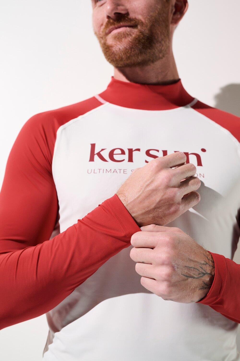 T-shirt de bain anti-UV Homme Blanc/Rouge, Malibu, UPF 50+ 5/6
