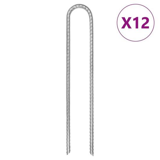 VidaXL Piquets 12 pcs U Ø8 mm 30 cm acier galvanisé