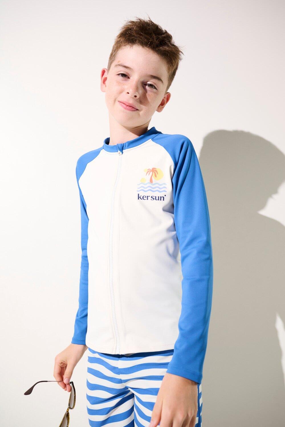 Veste de bain anti-UV Enfant (5-14 ans), Bleu, Fidji, UPF 50+ 2/7