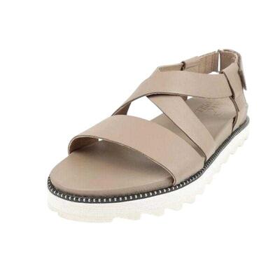 Dames roaming criss leren sandalen (bruin)