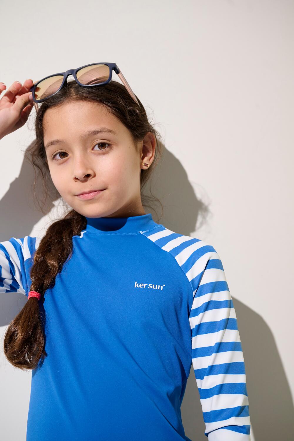 T-shirt de bain manches longues anti-UV Fille (5-14 ans) Bleu, Pacific 7/7
