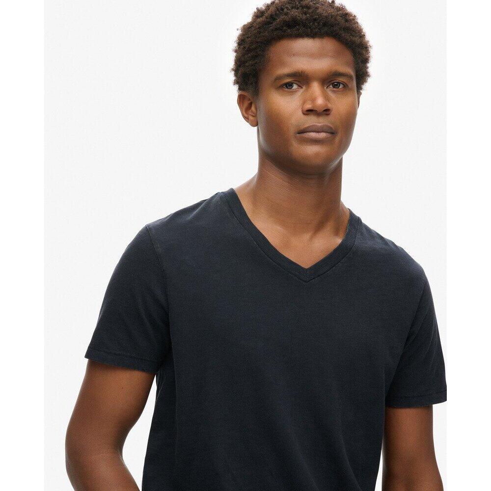 T-shirt con scollo a V in cotone slub a maniche corte 5/7