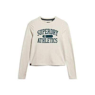 Slim-fit dames-t-shirt met lange mouwen superdry athletic essentials ringer