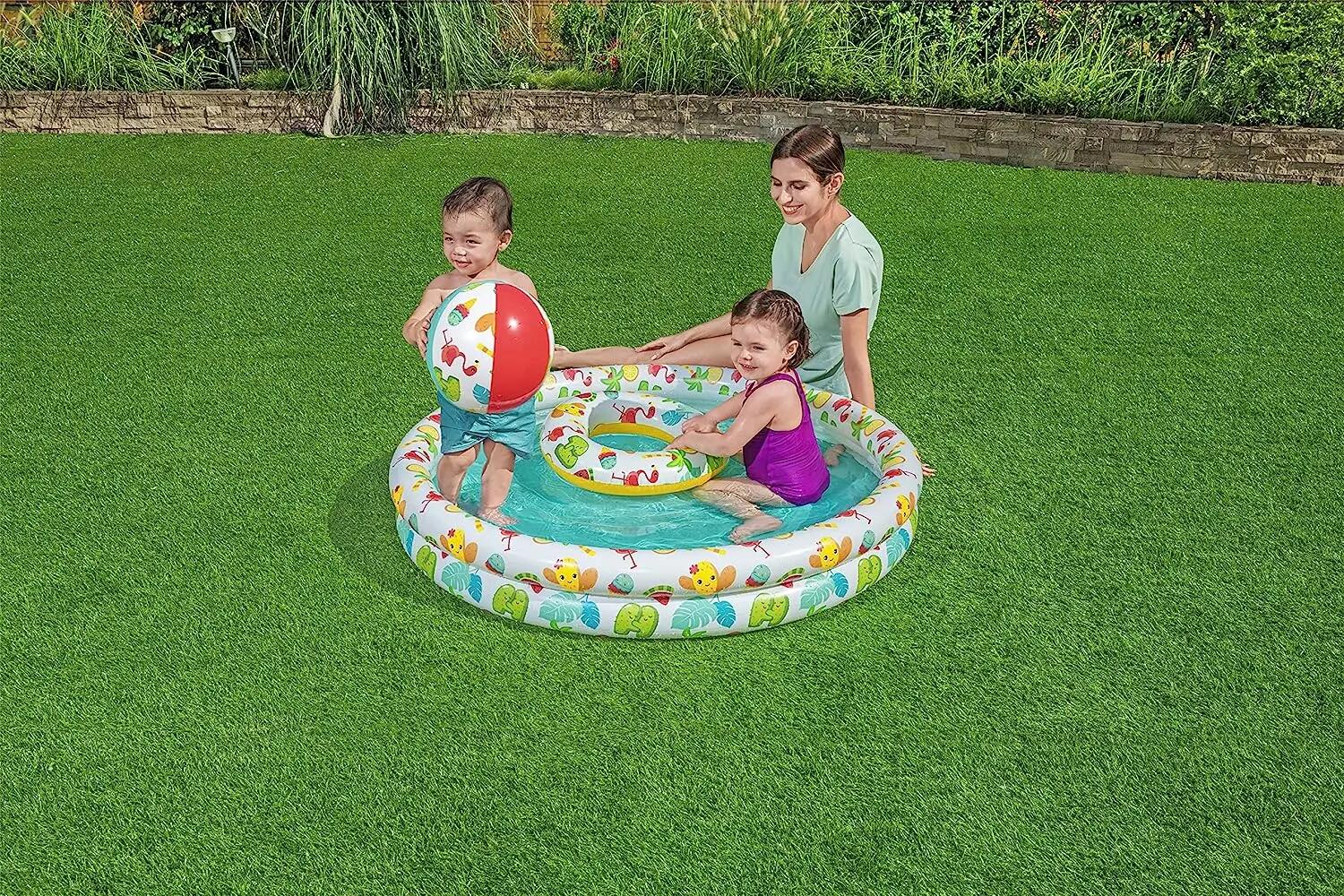 Set piscina gonflabila pentru copii, colac si minge, 122×20 cm, 137 L 6/7
