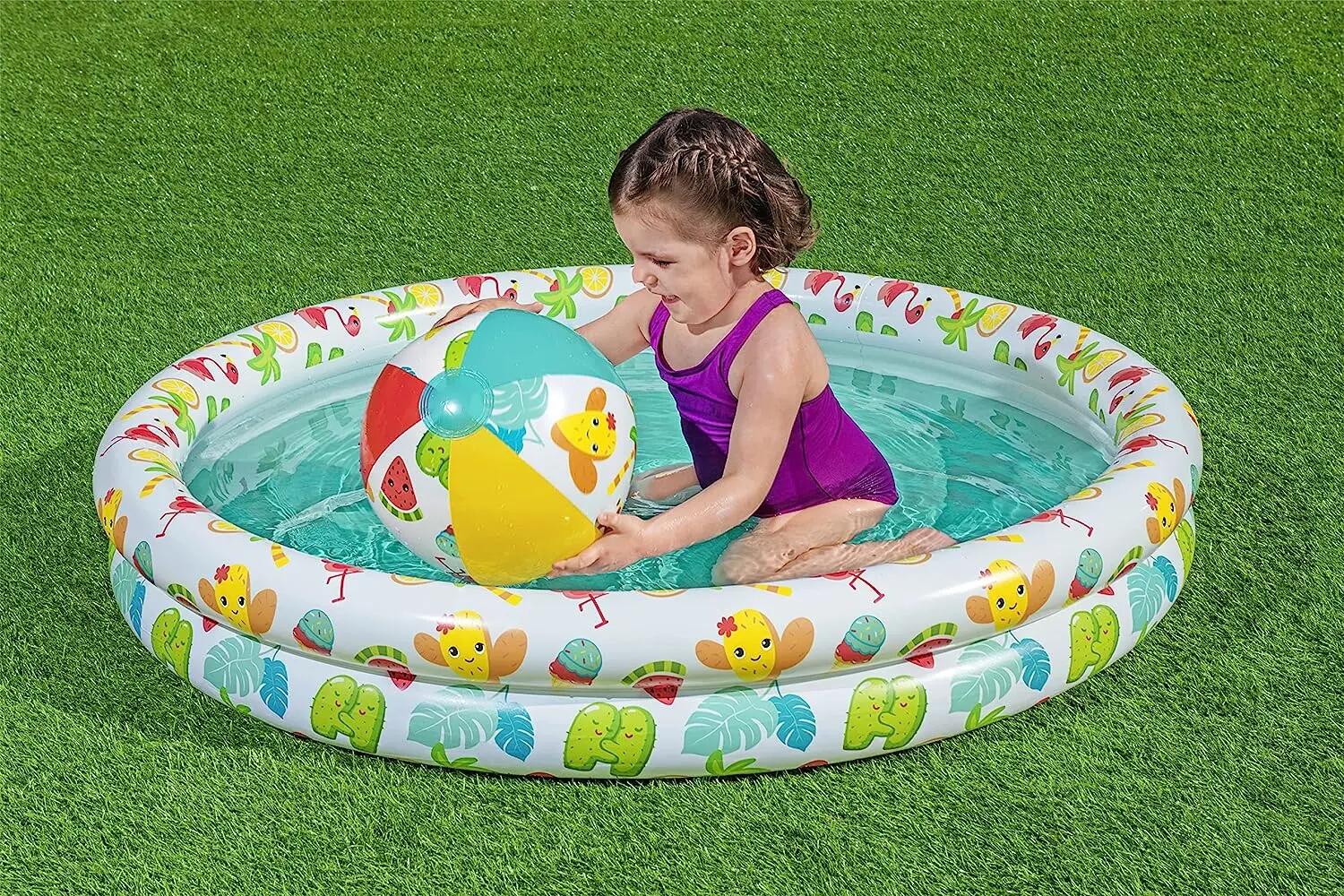 Set piscina gonflabila pentru copii, colac si minge, 122×20 cm, 137 L 5/7