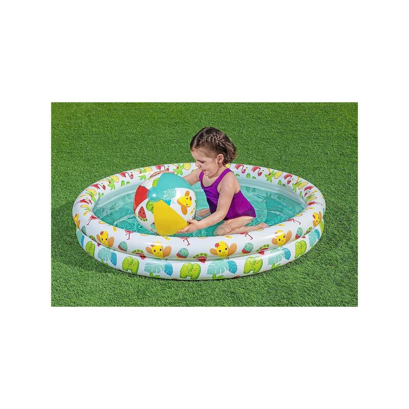 Set piscina gonflabila pentru copii, colac si minge, 122×20 cm, 137 L