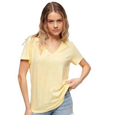 Geborduurd en gevlamd dames-t-shirt met v-hals superdry