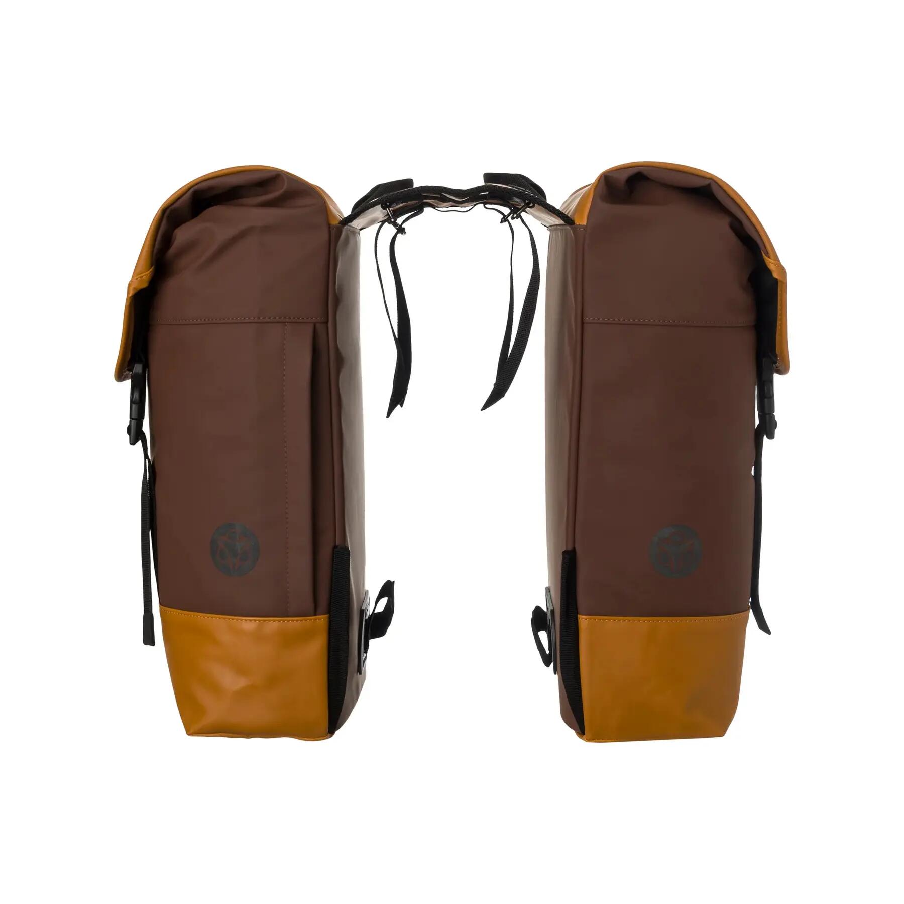 Dubbele fietstas Urban 36 liter waterafstotend met reflectie oranje 2/7