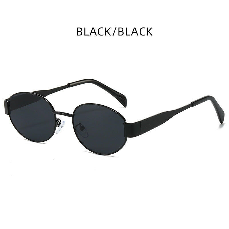 Black 2-PCS Retro Oval Sunglasses with UV Protection