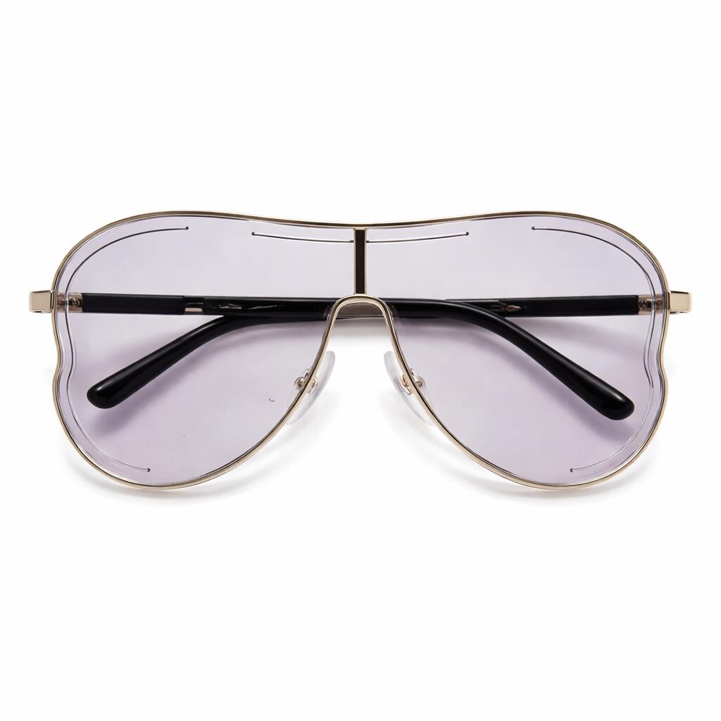 2-PCS Gold frame light gray Oversized Aviator Sunglasses