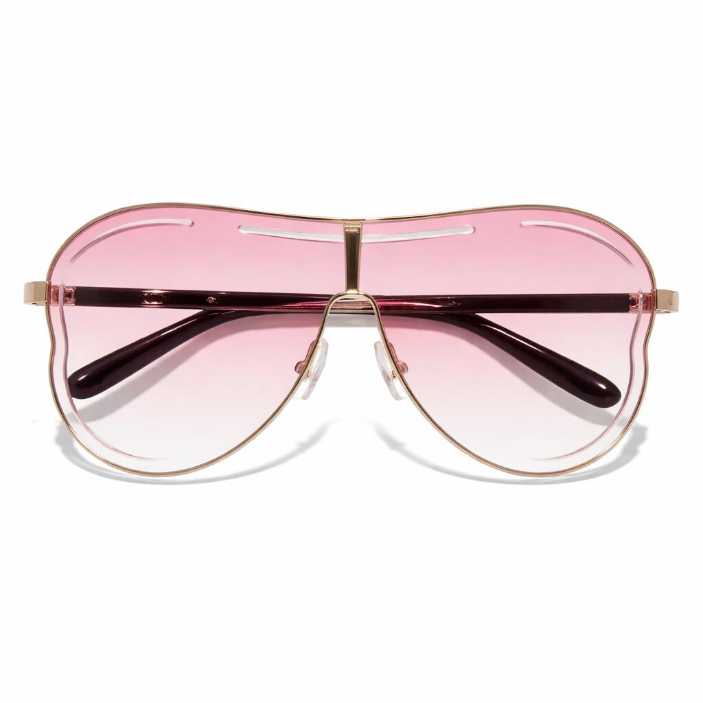 2-PCS Gold frame double pink Oversized Aviator Sunglasse