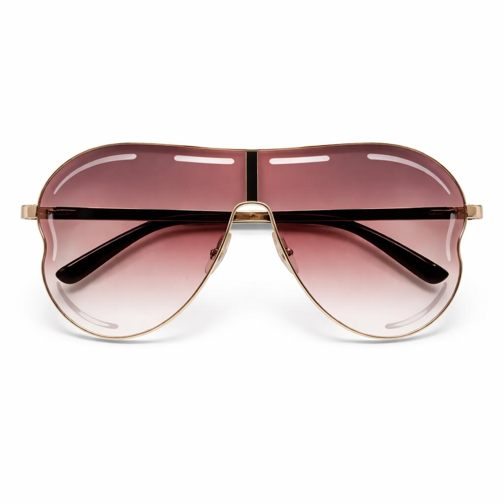 2-PCS Gold frame double tea Oversized Aviator Sunglasses