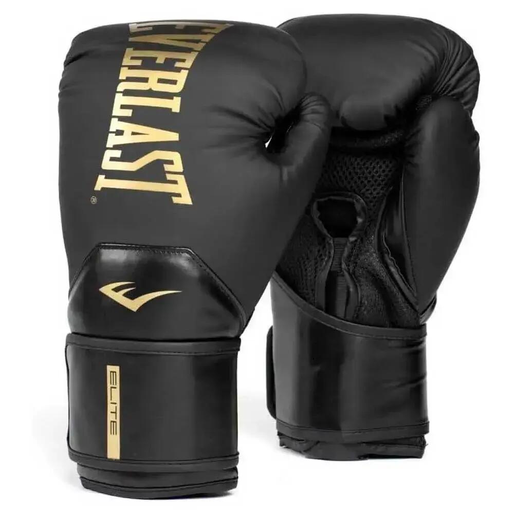 Everlast Elite 2 Boxing Gloves, Black/gold 10-OZ