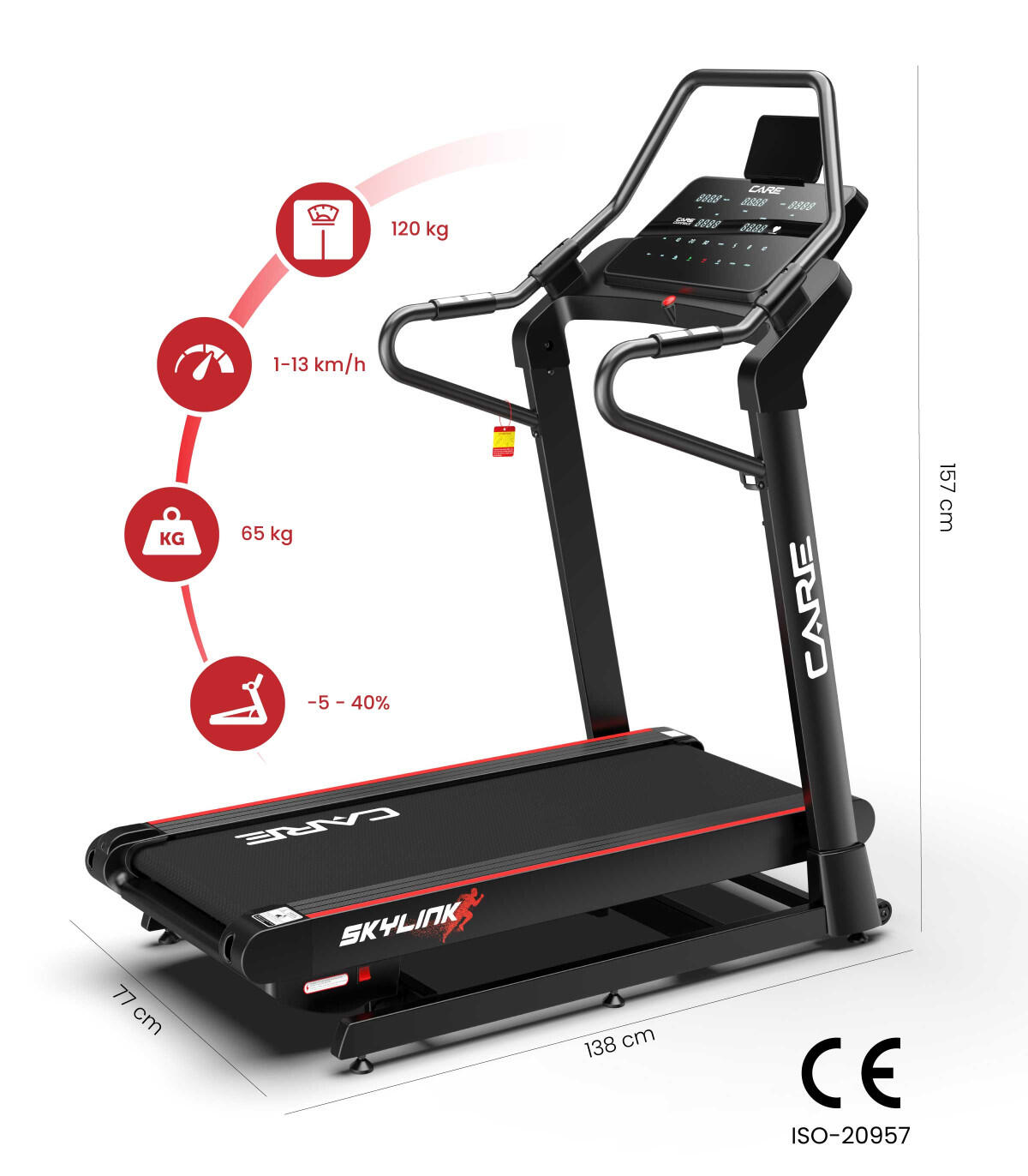 Tapis de course - CARE - SKYLINK - 13km/h et inclinaison 40% 2/5