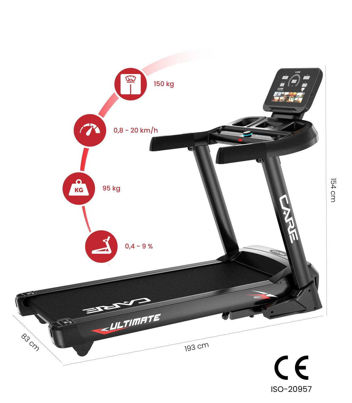 Tapis de course - CARE - ULTIMATE - 20km/h inclinable et connecté 2/5