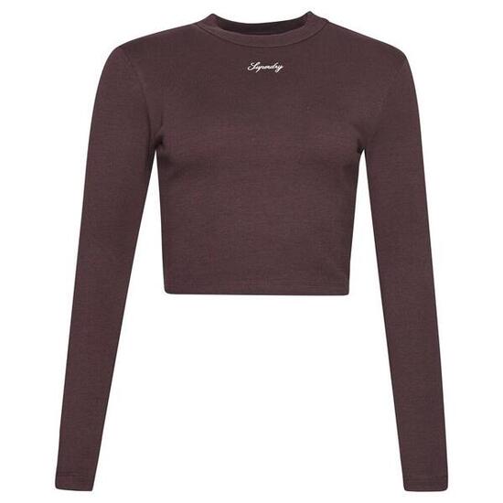 T-shirt ajusté côtelé brodé à manches longues femme Superdry