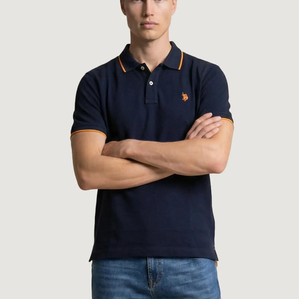 MEN'S short-sleeved polo shirt BLACK BLUE