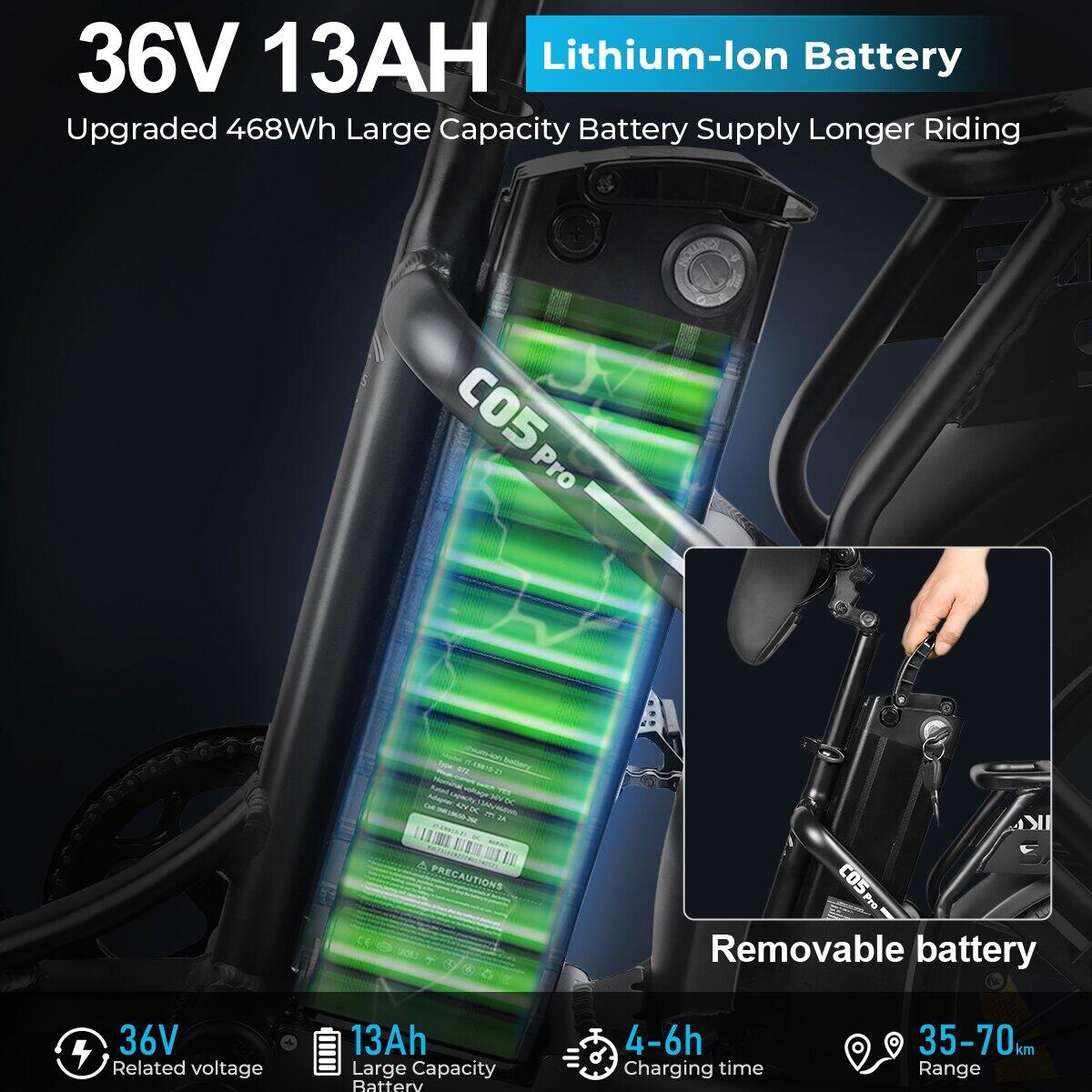 C05Pro Elektrofahrrad für Erwachsene, 36V‑13Ah‑Akku, 20"‑Breitreifen 6/7