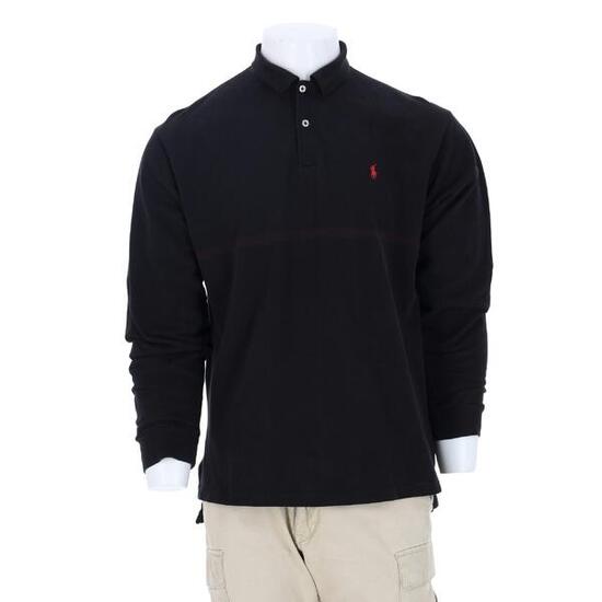 Reconditionné - Polo manches longues Homme Noir - Très Bon État