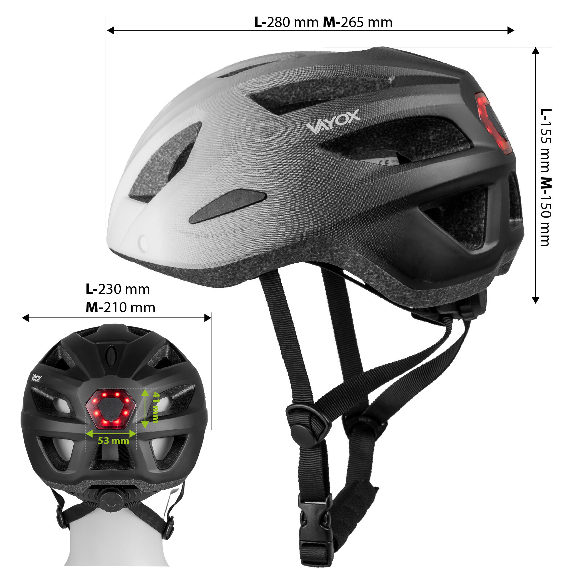 Casco bici Vayox Active VA0424 con visiera e luce LED 5/7