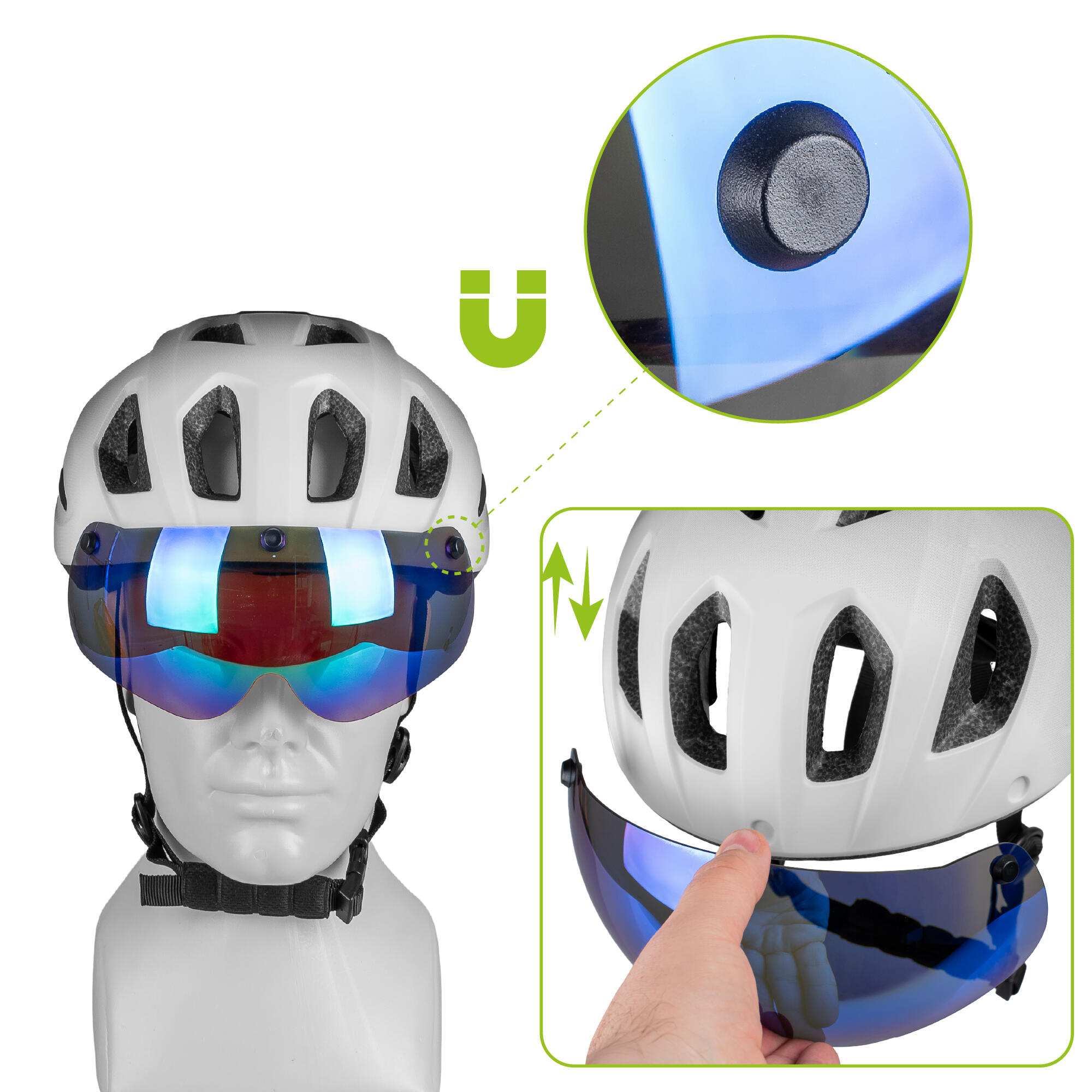 Casco bici Vayox Active VA0424 con visiera e luce LED 3/7