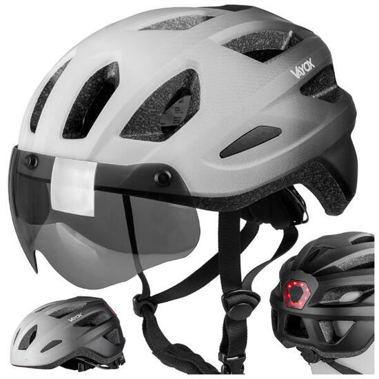 Kask rowerowy Vayox Active VA0424 z szybką i lampką LED
