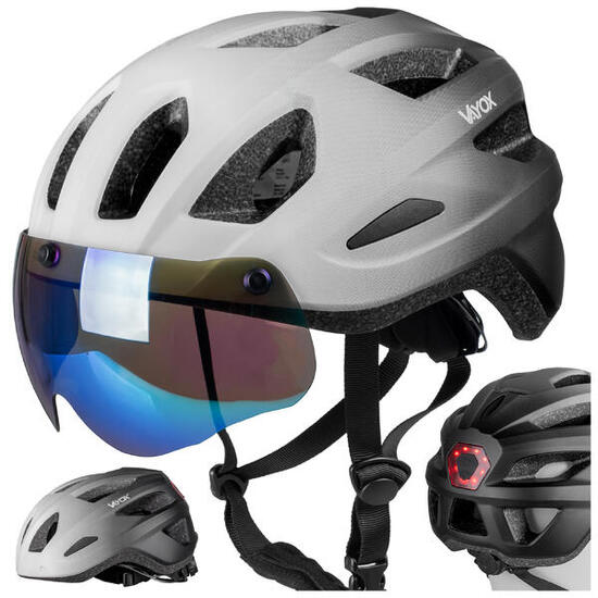 Kask rowerowy Vayox Active VA0424 z szybką i lampką LED