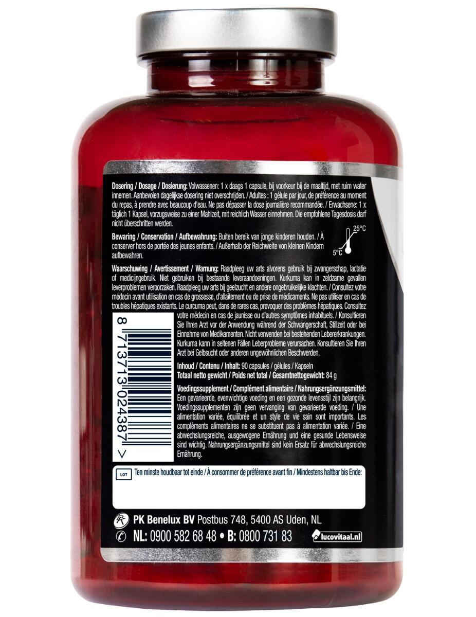 Lucovitaal Kurkuma X-tra Krachtig 90 capsules MAXI POT 3/4