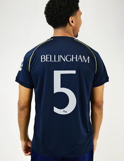 Camiseta Real Madrid 25/26 Segunda Equipación Bellingham 5 Réplica Oficial