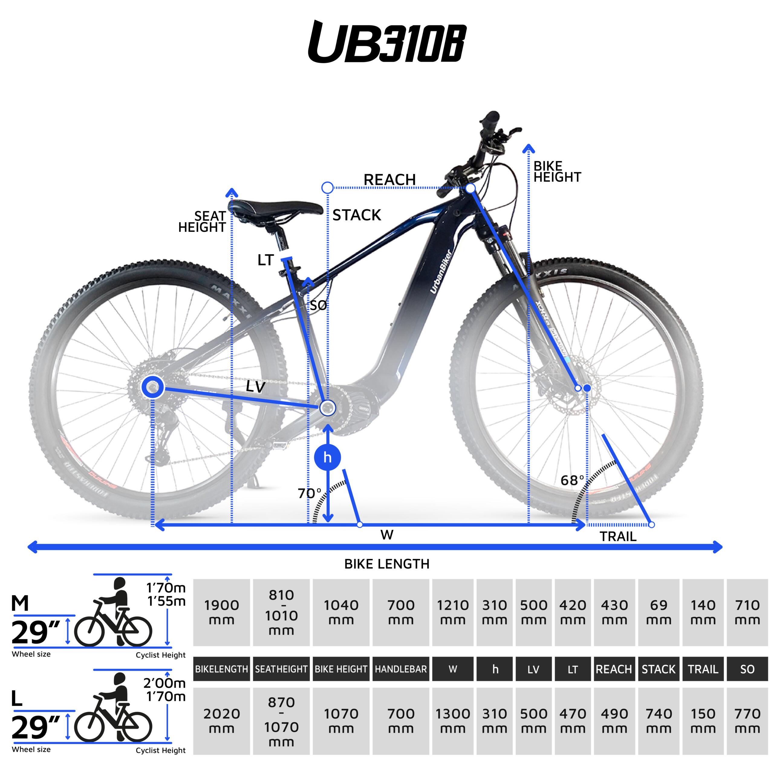 UB310B | VTT Électrique | Moteur Central | Jusqu’à 140 km | M 6/8