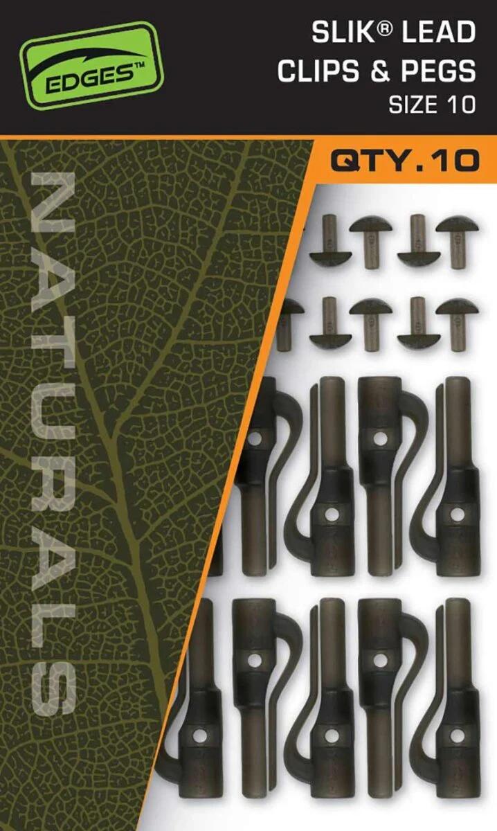 FOX Edges Naturals Size 10 Slik Lead Clip + Pegs 10pcs 3/4