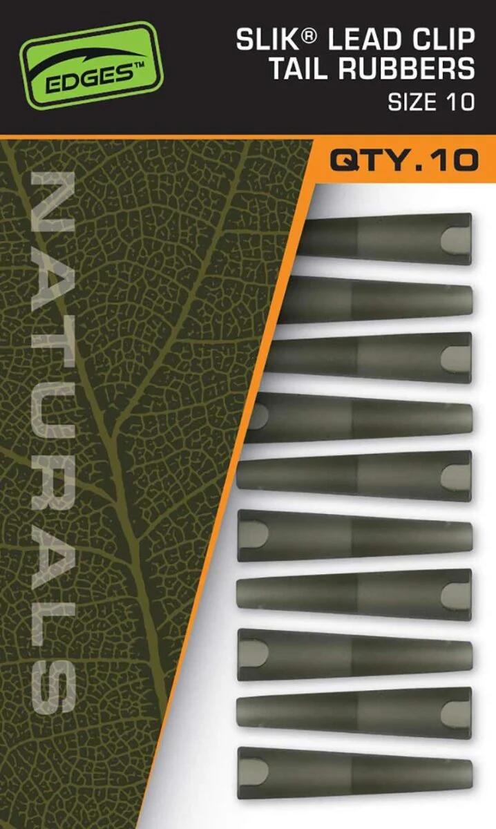 FOX Edges Naturals Size 10 Slik Lead Clip Tail Rubber 10pcs 3/3
