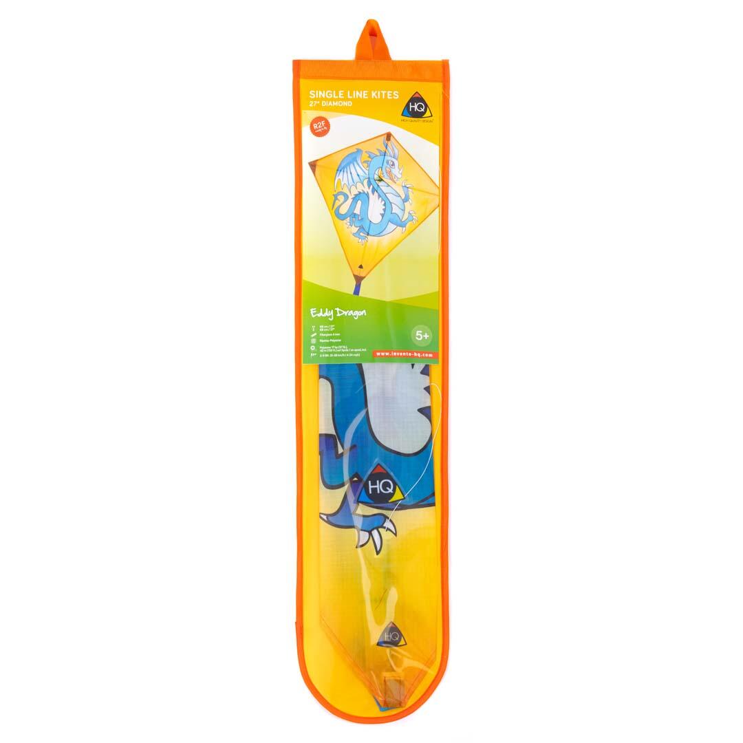 Kindervlieger HQ Eddy Dragon 100106 Geel 68 x 68 cm + 200 cm staart 2/4