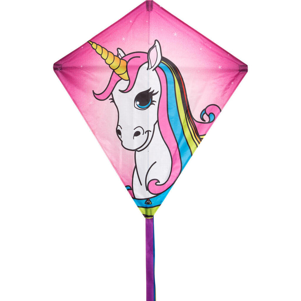 Children's kite HQ Eddy Unicorn 100071 Pink 68 x 68 cm + 200 cm tail