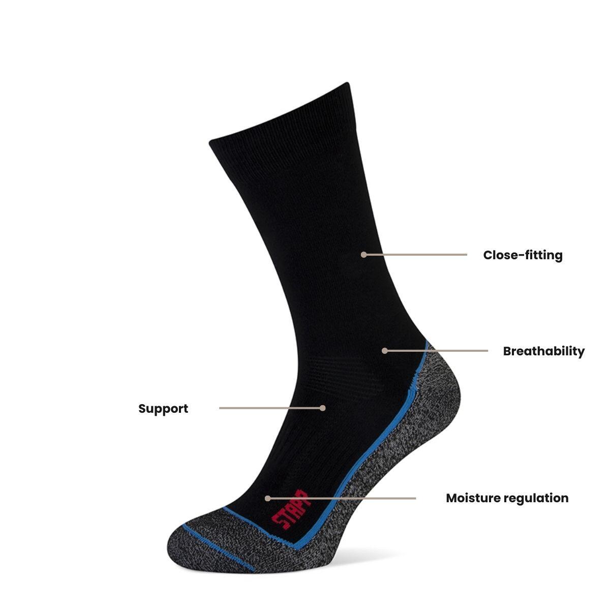 Chaussettes de randonnée - Techno Boston Cool - Lot de 3 - Noires 3/4