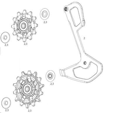 Sram binnenkooi voor derailleur gx eagle 52 tanden lunar inclusief schroeven...
