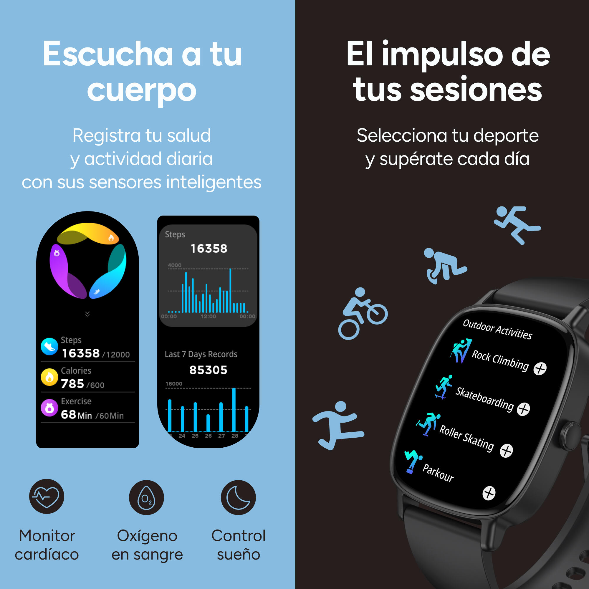 Montre connectée KSIX Pulse, écran 1,83", arrêt automatique 7 jours 6/7