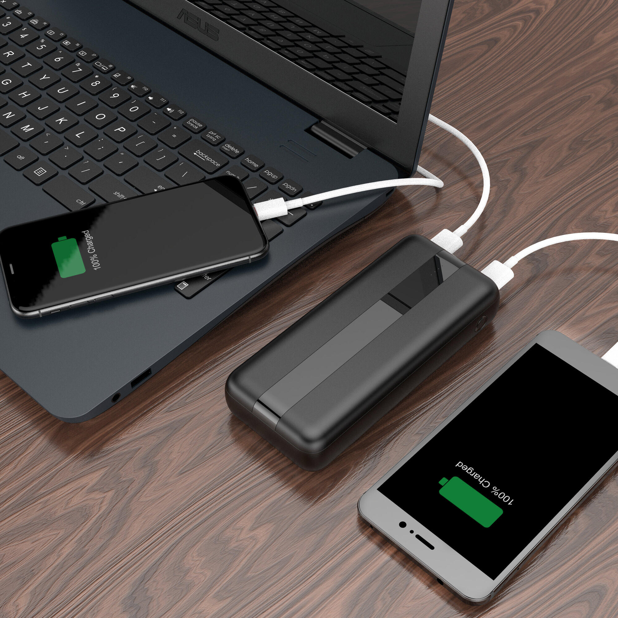 Batterie externe 20 000 mAh, câble USB-A vers USB-C inclus, Noir 6/6