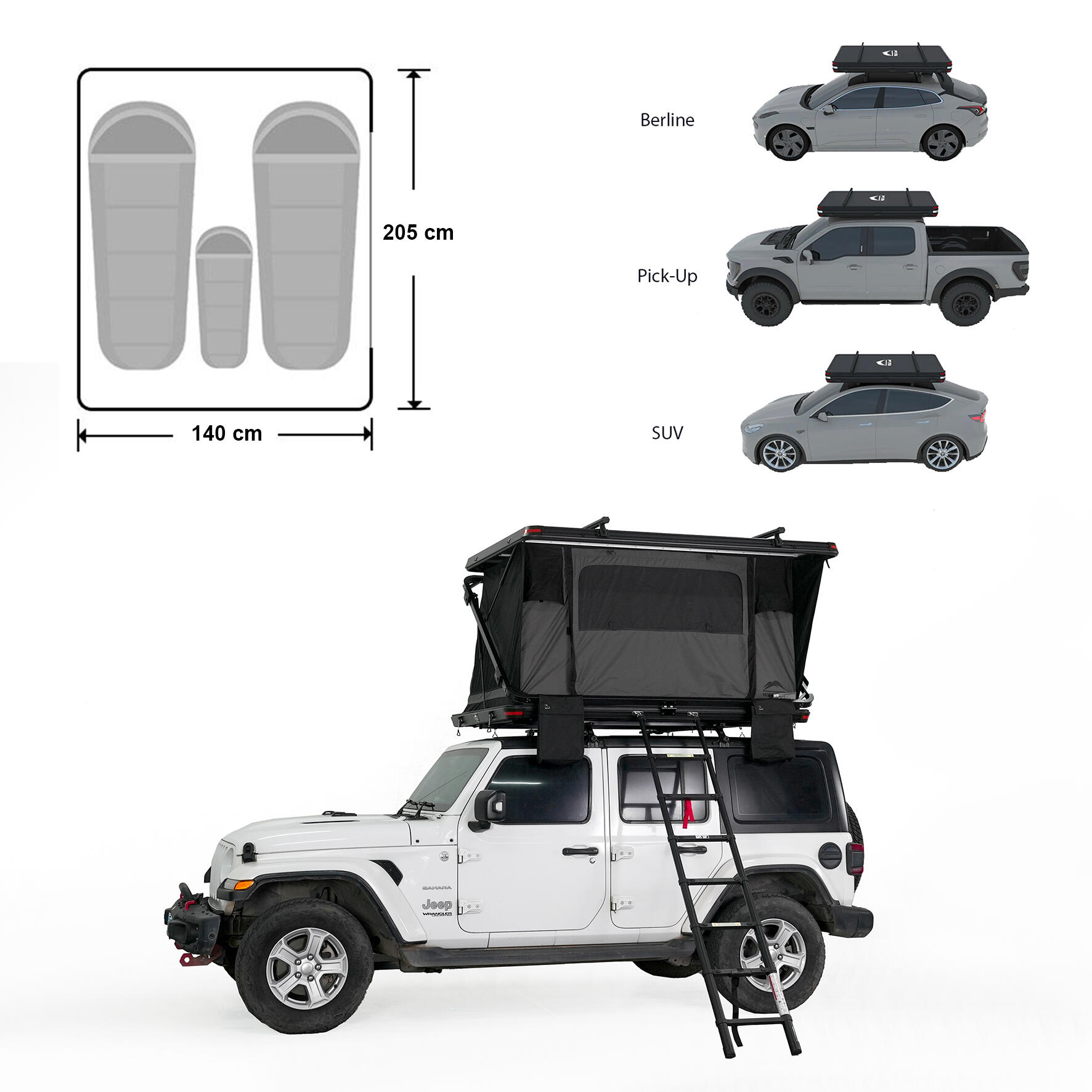 Tente de toit rigide 2 personnes Rock Cruiser Pro 2/7