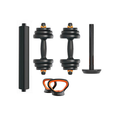 Kit di pesi FED V2 da 20 kg: manubri + bilanciere + kettlebell