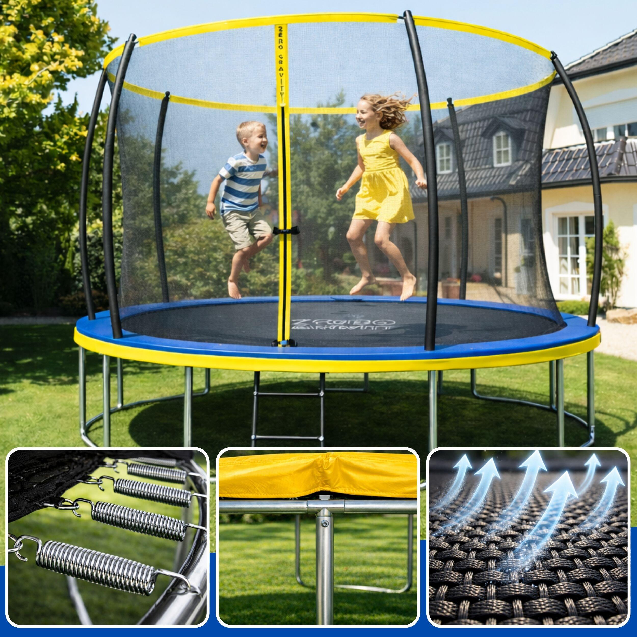 Trampolin Outdoor Ø 244 cm, TÜV GS, Smartes Klappnetz, Inkl. Leiter & Bodenanker 3/7