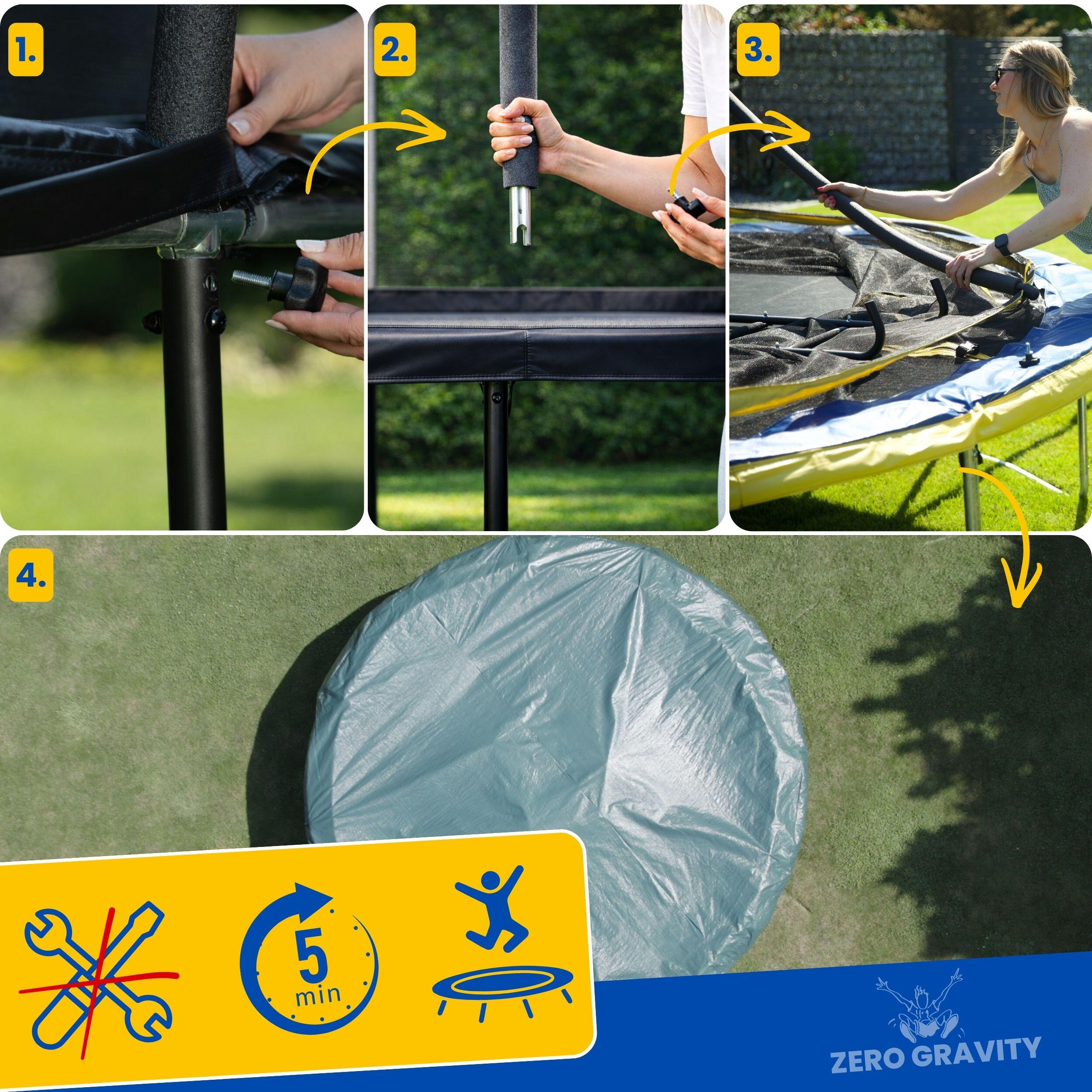 Trampolin Outdoor Ø 244 cm, TÜV GS, Smartes Klappnetz, Inkl. Leiter & Bodenanker 5/7