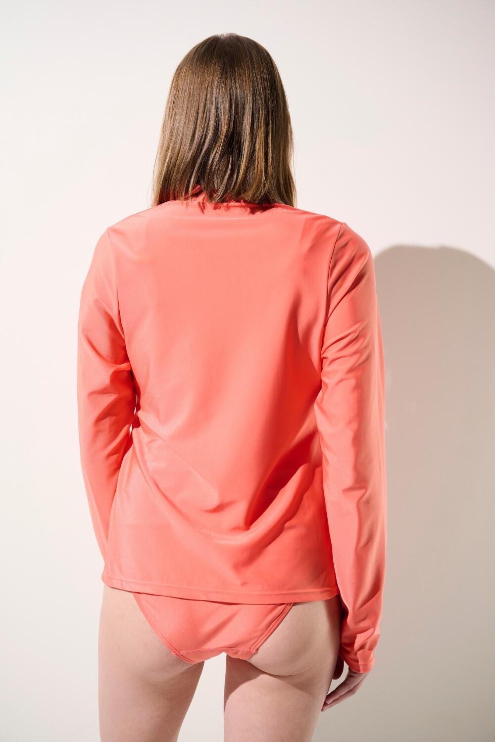 Veste de bain manches longues anti-UV Femme, Rose, Capri, UPF 50+ 3/6