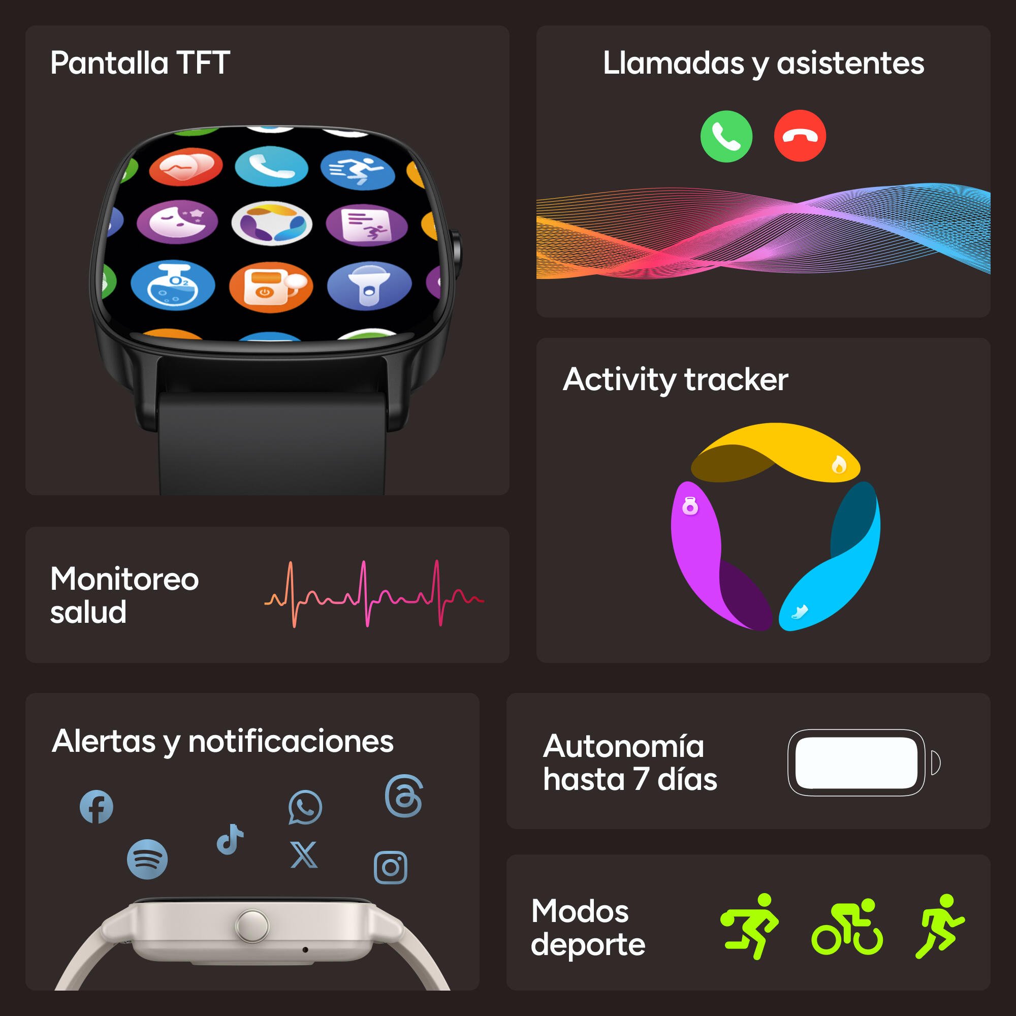 Montre connectée KSIX Pulse, écran 1,83", arrêt automatique 7 jours 2/7