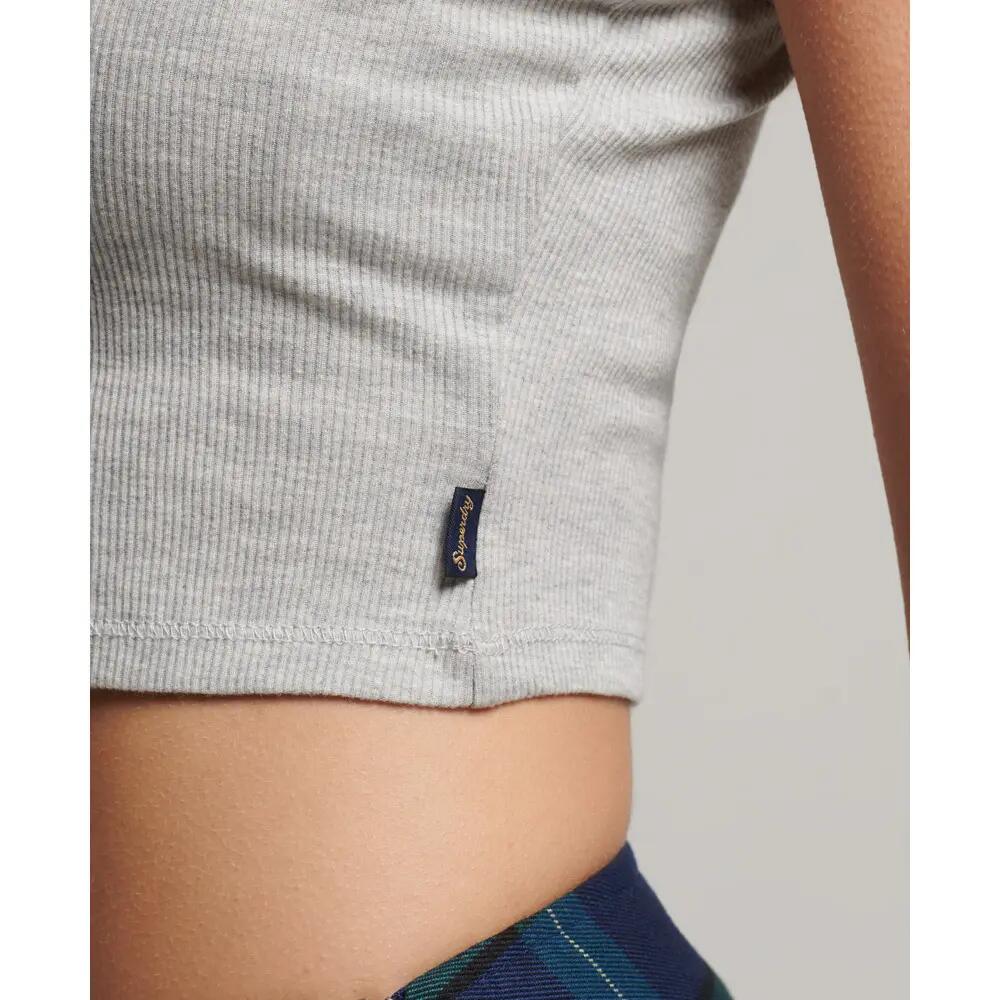 Geribbelde tanktop met kanten randje Superdry 5/5