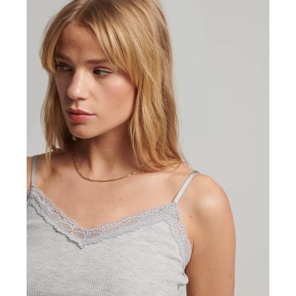 Geribbelde tanktop met kanten randje Superdry 4/5