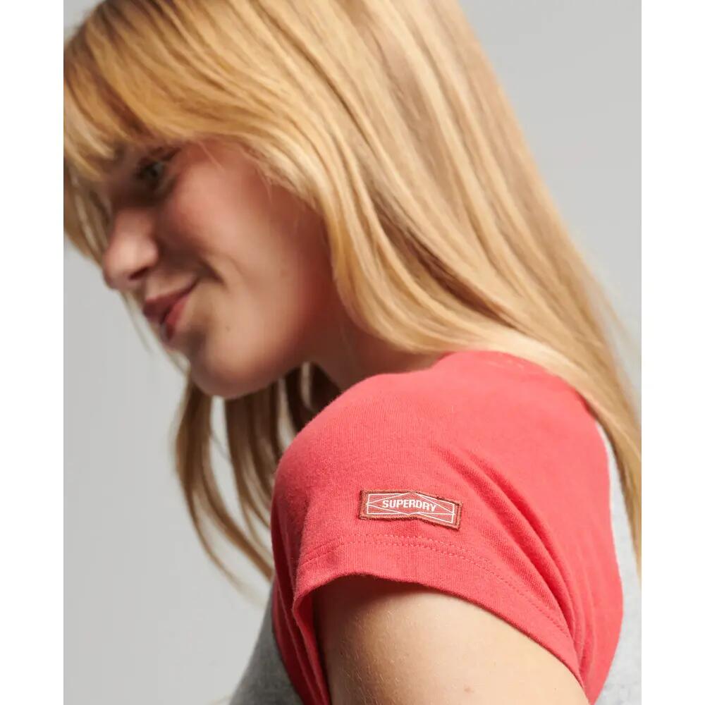 Camiseta de algodón orgánico para mujeres Superdry Vintage Tiny Baseball 3/4