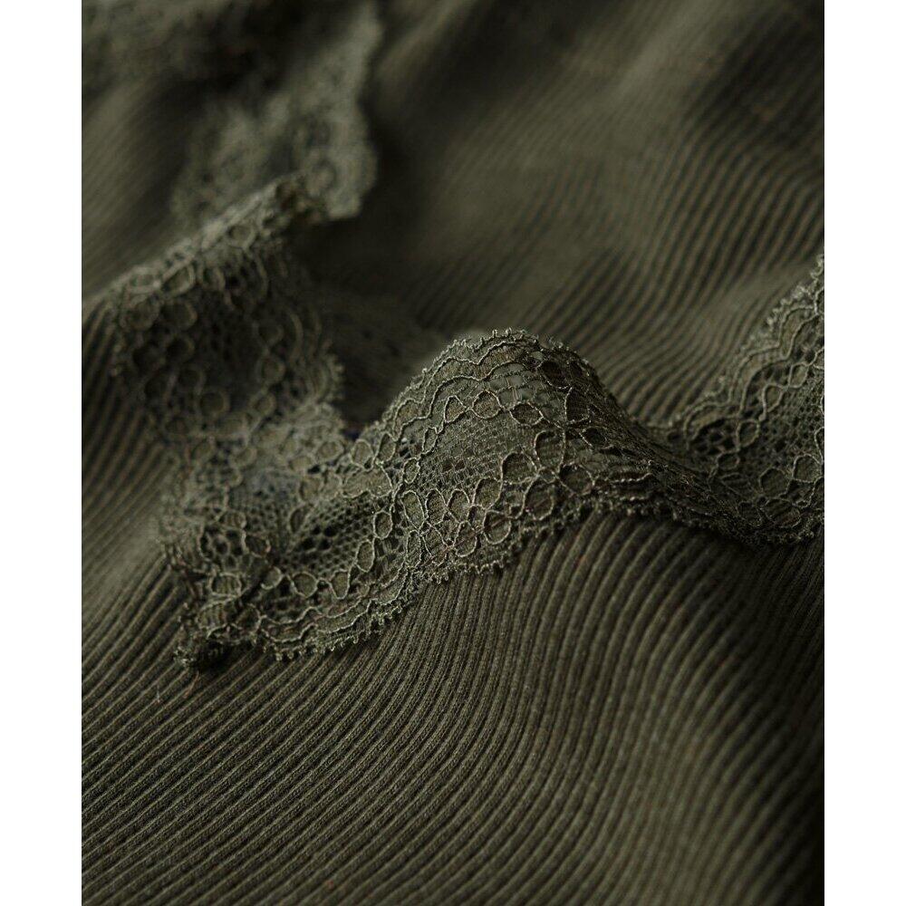 Top cami in pizzo a costine essenziale in cotone biologico 5/5