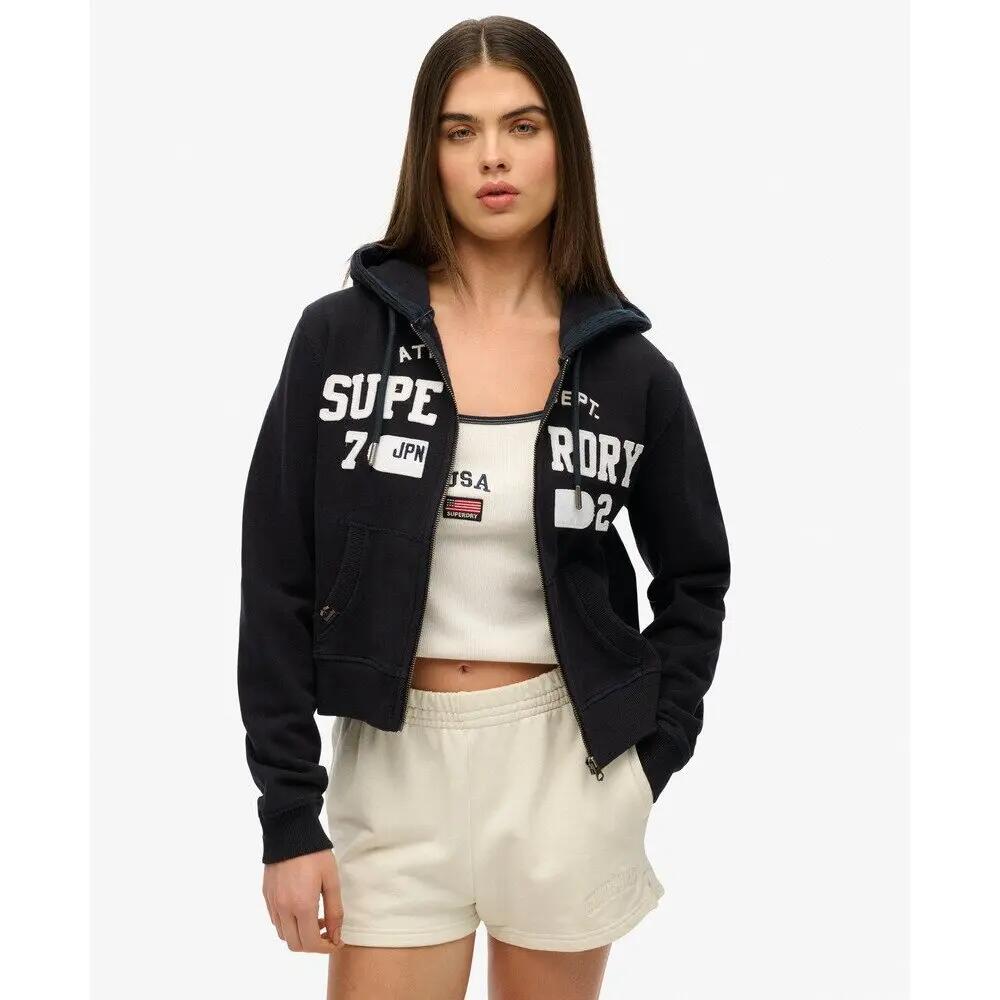 Sweatshirt à capuche court décontracté zippé femme Superdry Athletic Essentials 3/6