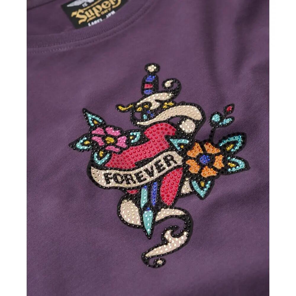 T-shirt da donna aderente Superdry Small Tattoo Rhinest 6/6